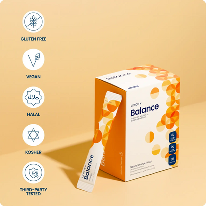 Unicity Balance Fiber Supplement | Supports Healthy Glucose Response & Fullness | Pre-Meal Soluble Fiber Drink Mix | Natural Orange | 30 Stick Packs